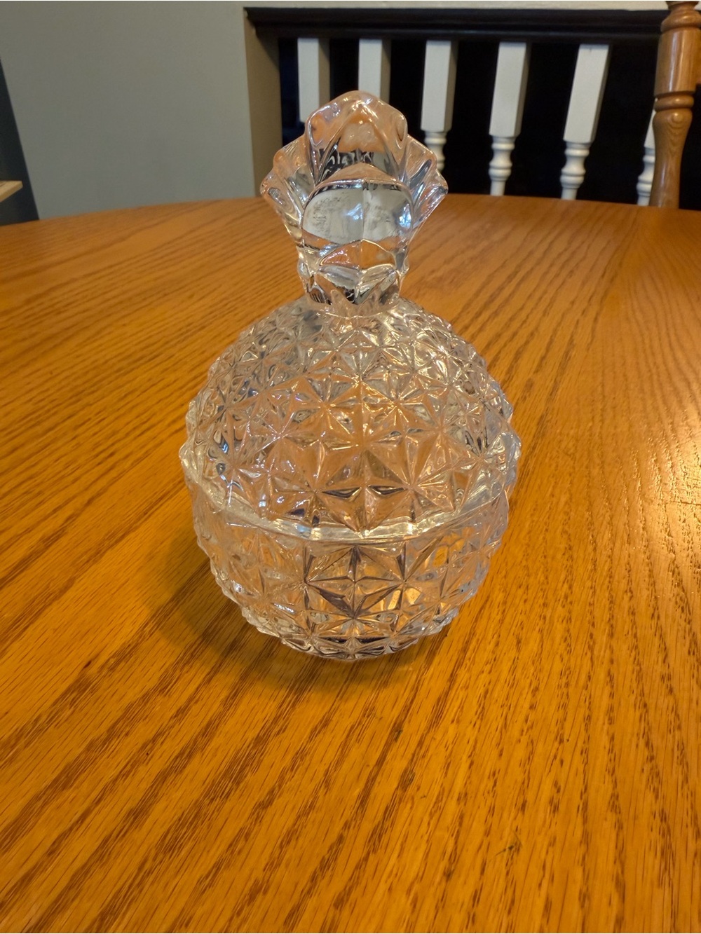 Mikasa Celebrations Clear Pressed Glass Pineapple-Pattern Covered Box Trinket
